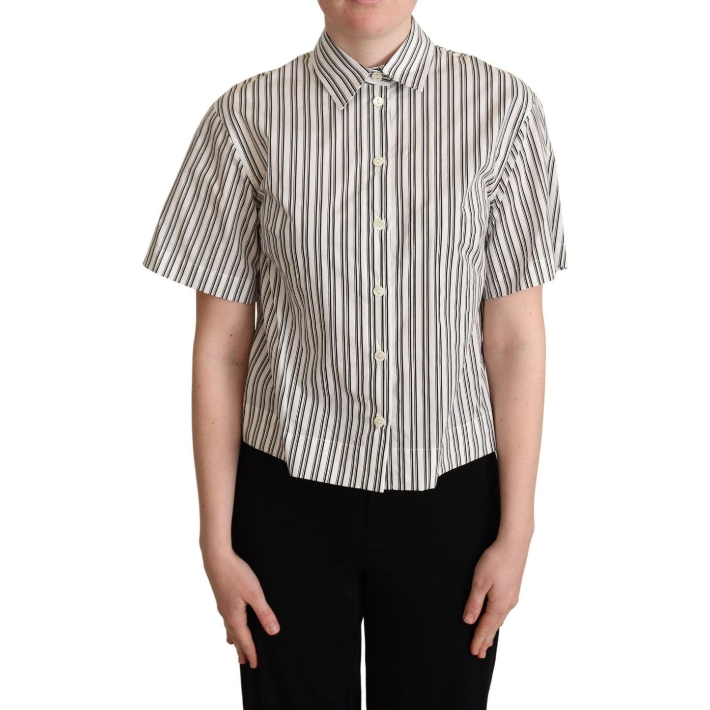 Dolce & Gabbana White Black Striped Shirt Blouse Top Blouse Top