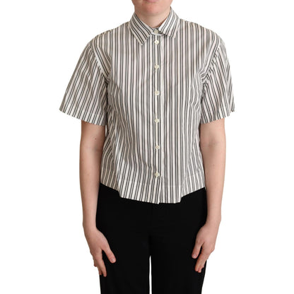 Dolce & Gabbana White Black Striped Shirt Blouse Top Blouse Top