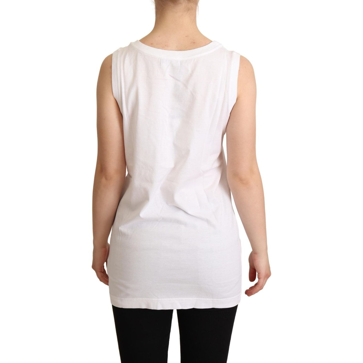Dolce & Gabbana White La Moda Crystal Tank Top T-shirt