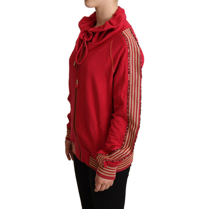 John Galliano Red Full Zip Jacket Sweatshirt Hooded Sweater
