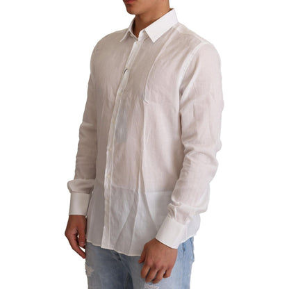 Dolce & Gabbana White Cotton Floral Pattern MARTINI Shirt