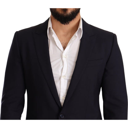 Dolce & Gabbana Navy Blue Wool Slim Fit MARTINI Blazer