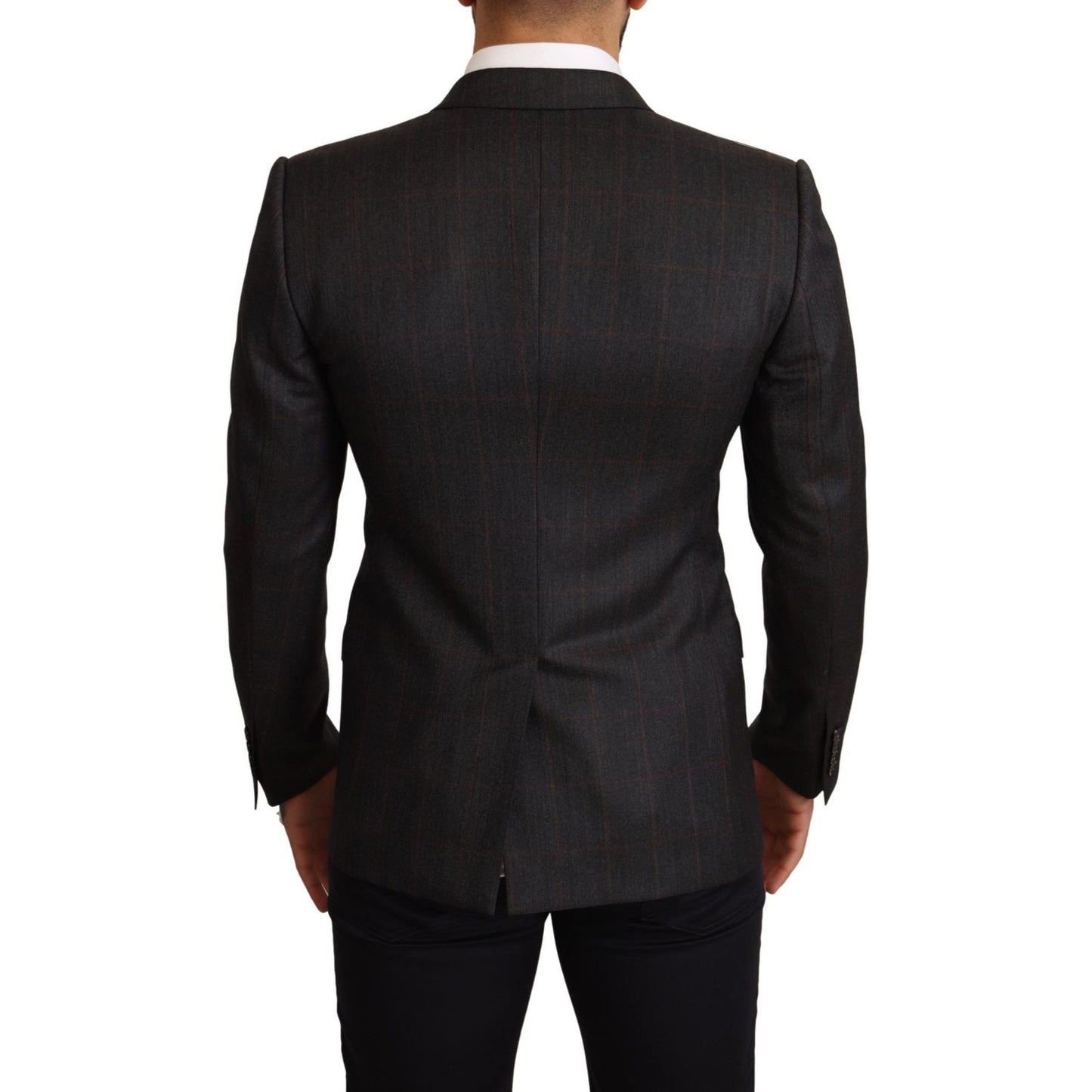 Dolce & Gabbana Gray Check Wool Slim Fit Blazer Jacket