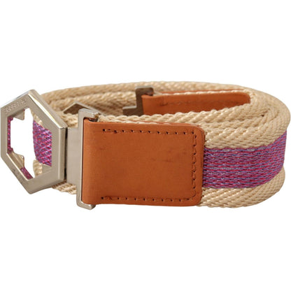 GF Ferre Multicolor Leather Silver Hexagon Logo Buckle Belt WOMAN BELTS
