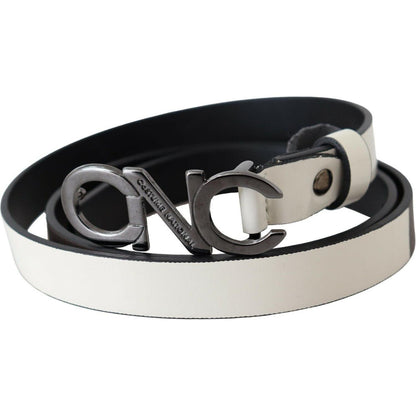 Costume National Belt Mettalic Gray Leather Logo Belt WOMAN BELTS