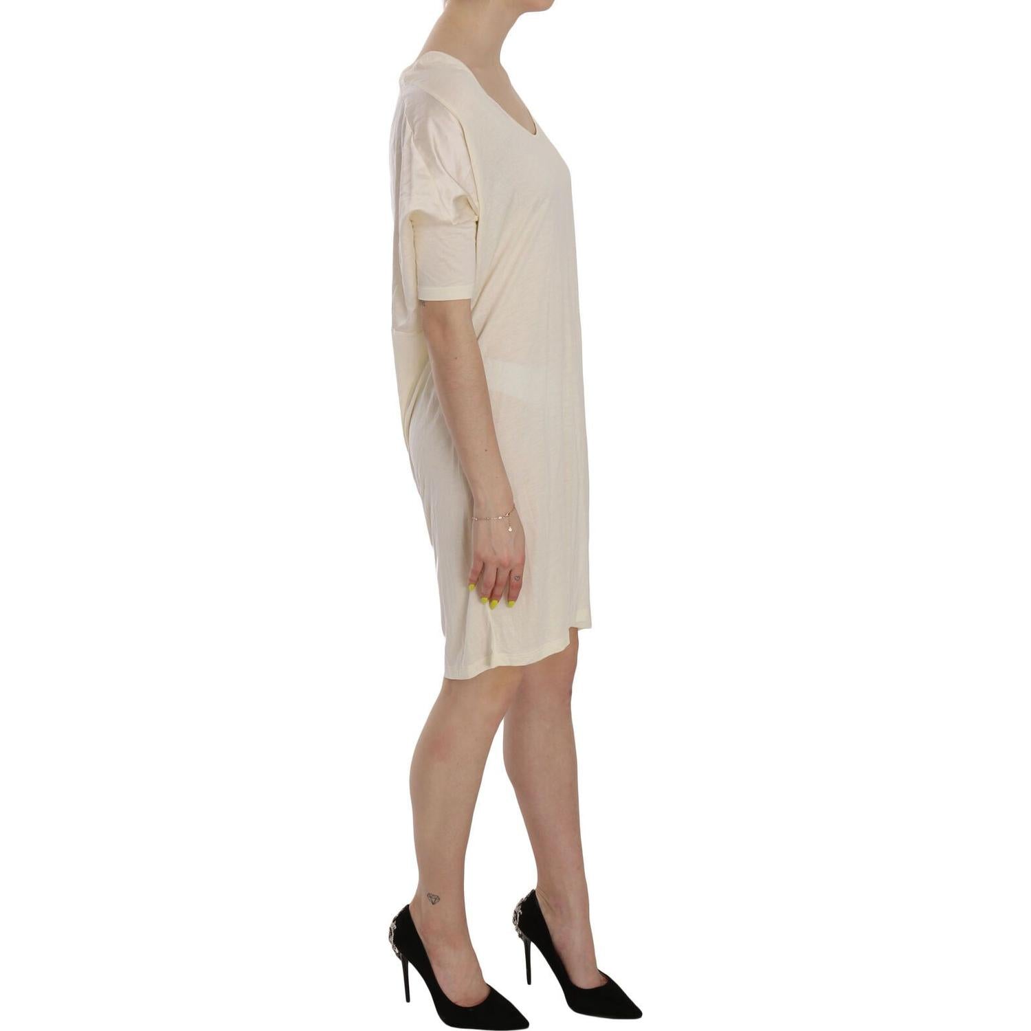 Costume National Cream Round Neck Knee Length Dress