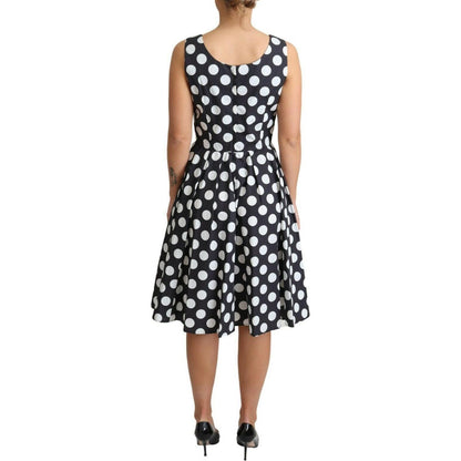Dolce & Gabbana Black Polka Dotted Cotton A-Line Dress WOMAN DRESSES