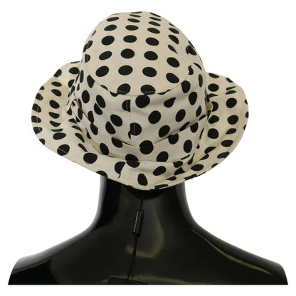 Dolce & Gabbana White 100% Cotton Polka Dot Design Trilby Hat