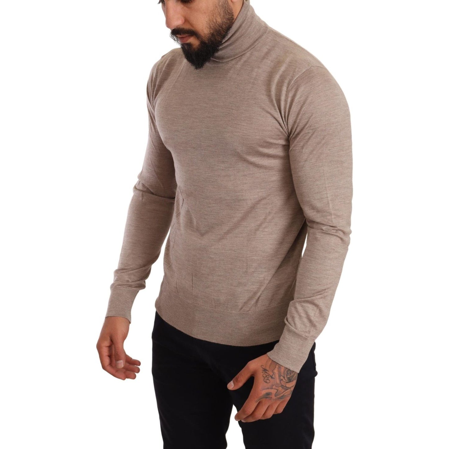 Dolce & Gabbana Beige Cashmere Turtleneck Pullover Sweater