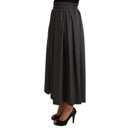 Dolce & Gabbana Gray Wool High Waist A-line PIECE Skirt