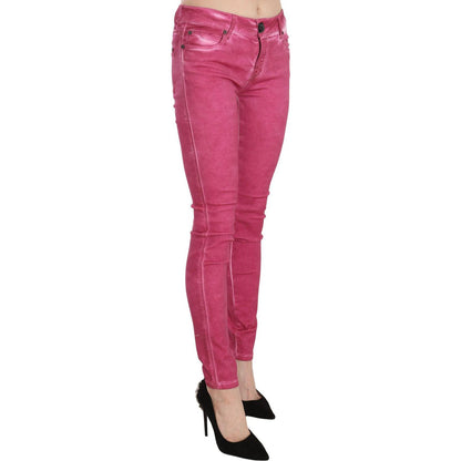 PLEIN SUD Pink Velvet Mid Waist Skinny Trouser Pants Jeans & Pants