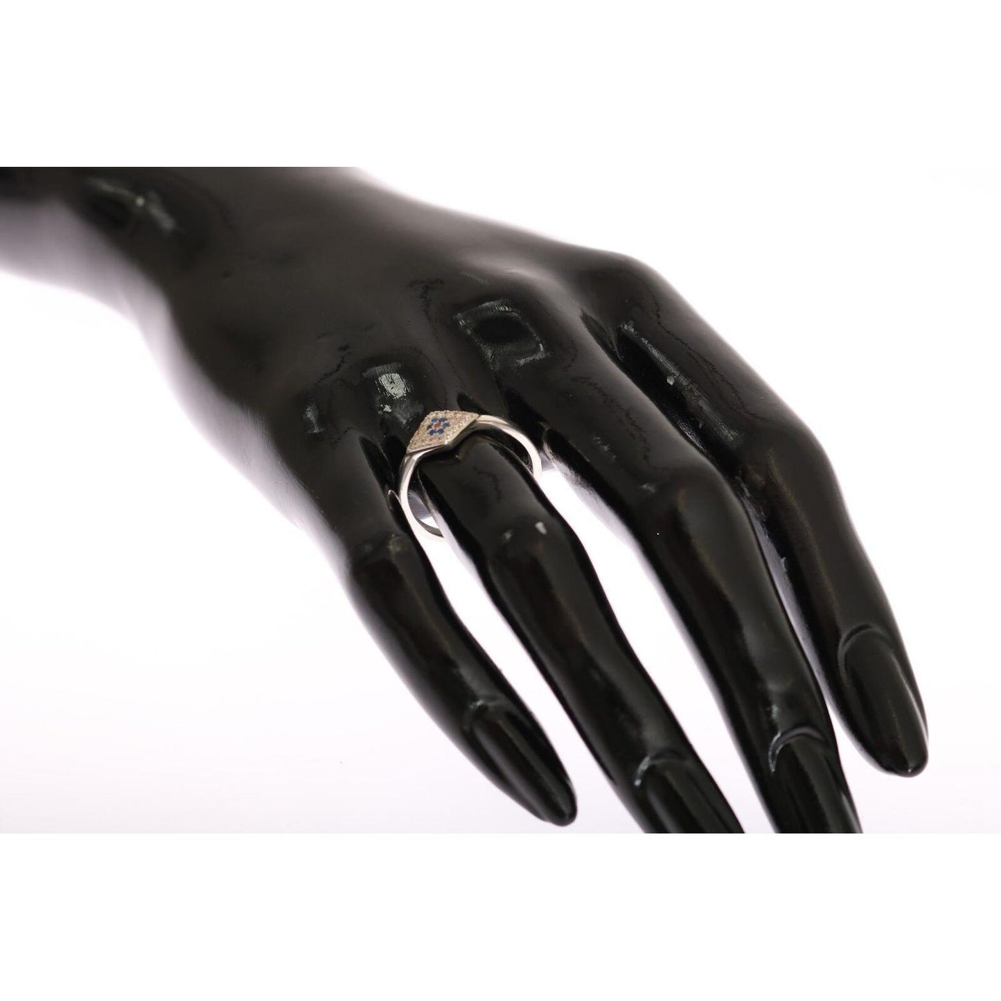 Nialaya Blue Red CZ 925 Silver Womens Clear Ring Ring