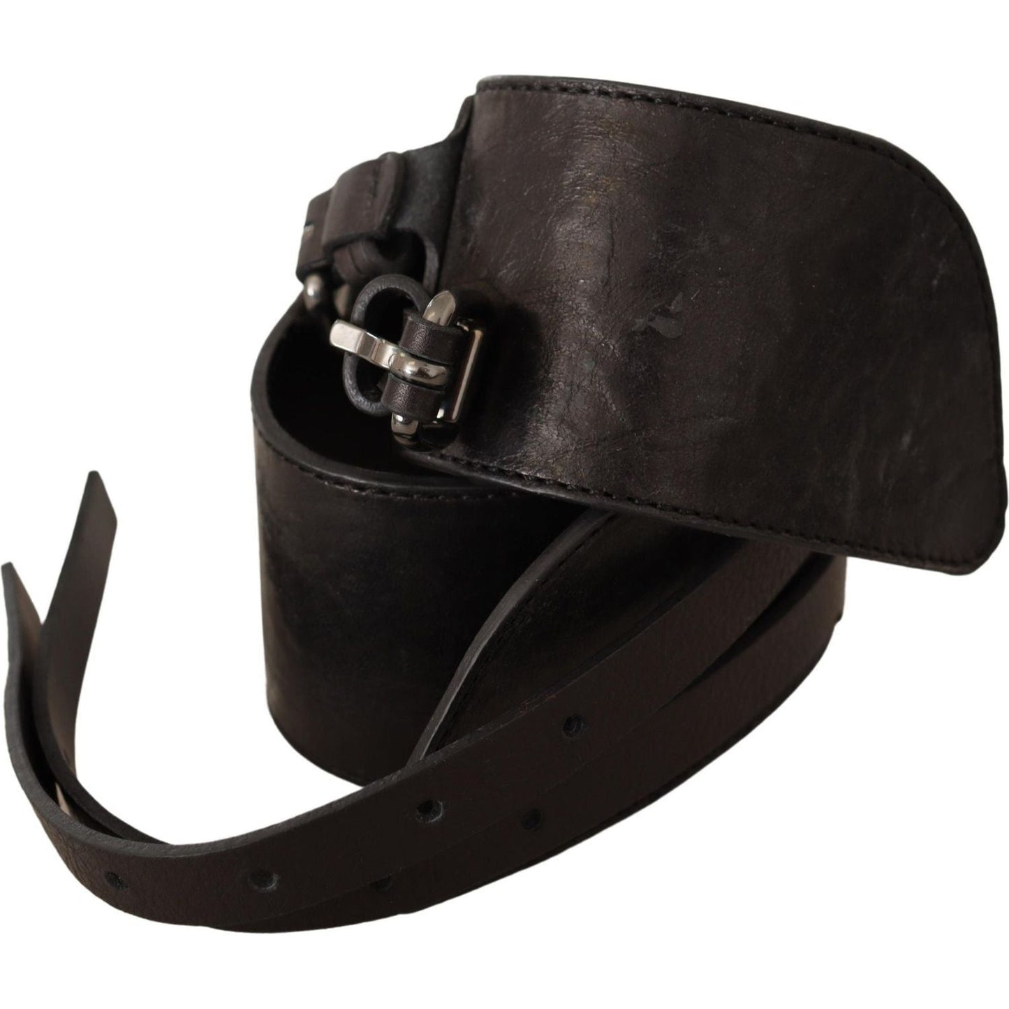 Costume National Dark Brown Leather Double Buckle Belt WOMAN BELTS