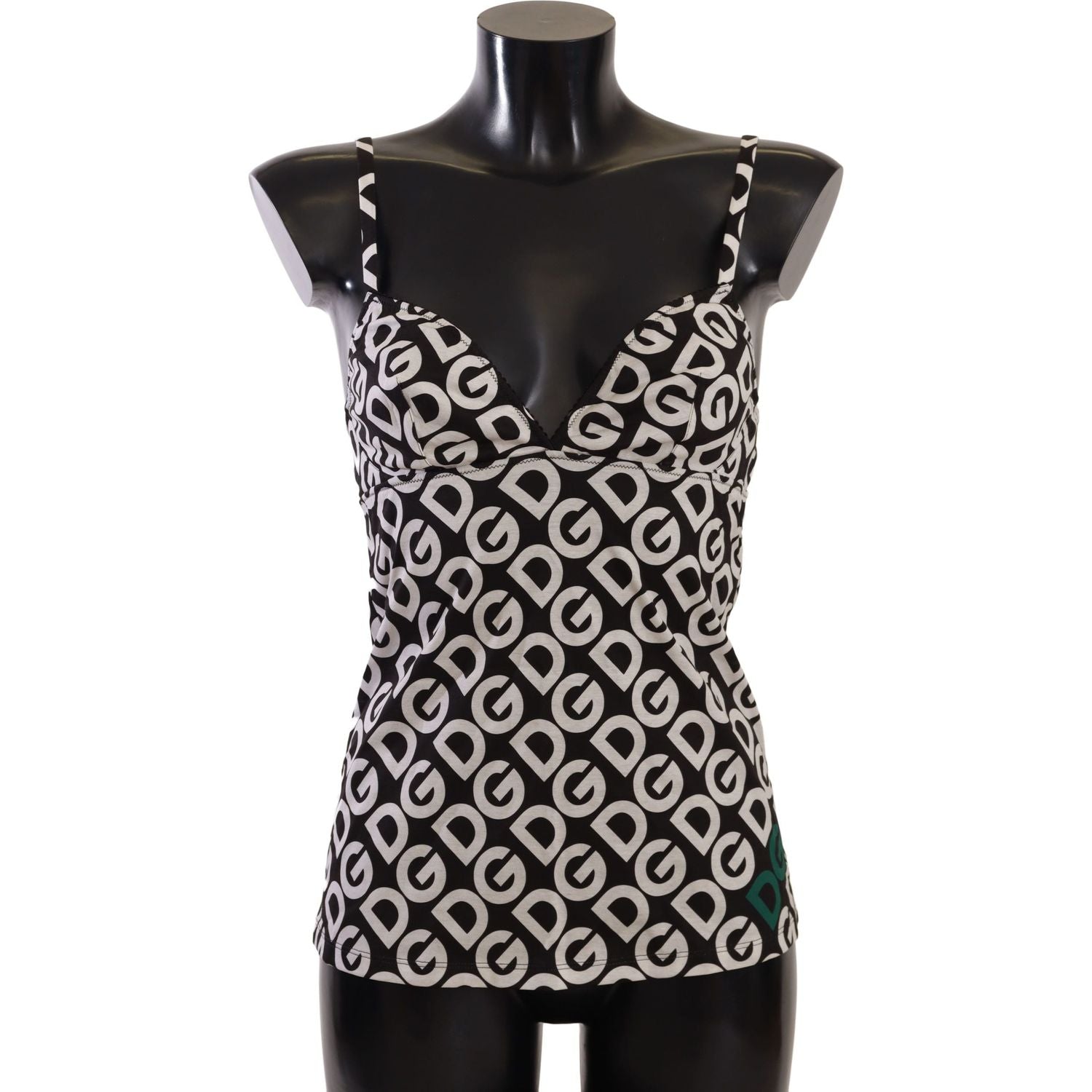 Dolce & Gabbana Black White Logo Print Camisole Top Underwear