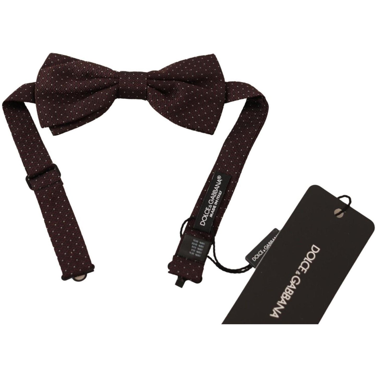 Dolce & Gabbana Brown Dotted Silk Adjustable Neck Papillon Bow Tie Necktie
