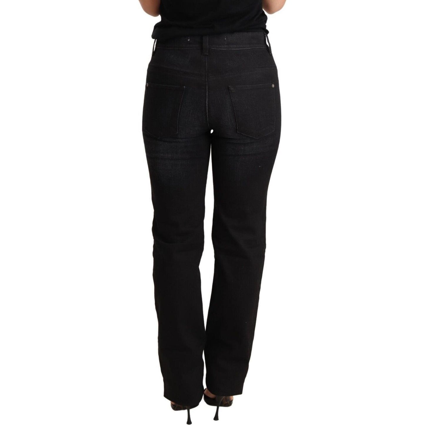 Ermanno Scervino Black Washed Straight Denim Trouser Cotton Jeans Jeans & Pants