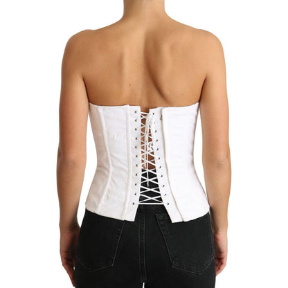 Dolce & Gabbana White PALERMO Bustier Cotton Top Corset WOMAN TOPS AND SHIRTS