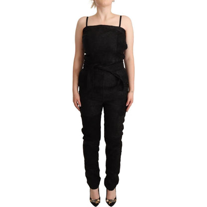 La Maison du Couturier Black Spaghetti Strap Jumpsuit Dress Jeans & Pants