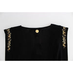 Roccobarocco Elegant Sleeveless Black Mini Dress with Gold Details Dresses Roccobarocco Lavender
