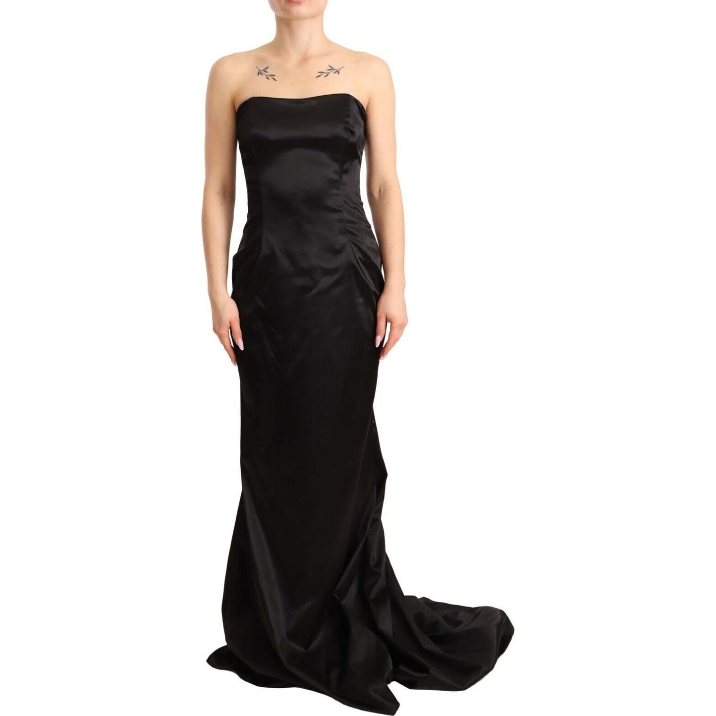 Dolce & Gabbana Black Silk Stretch Sheath Mermaid Gown Dress