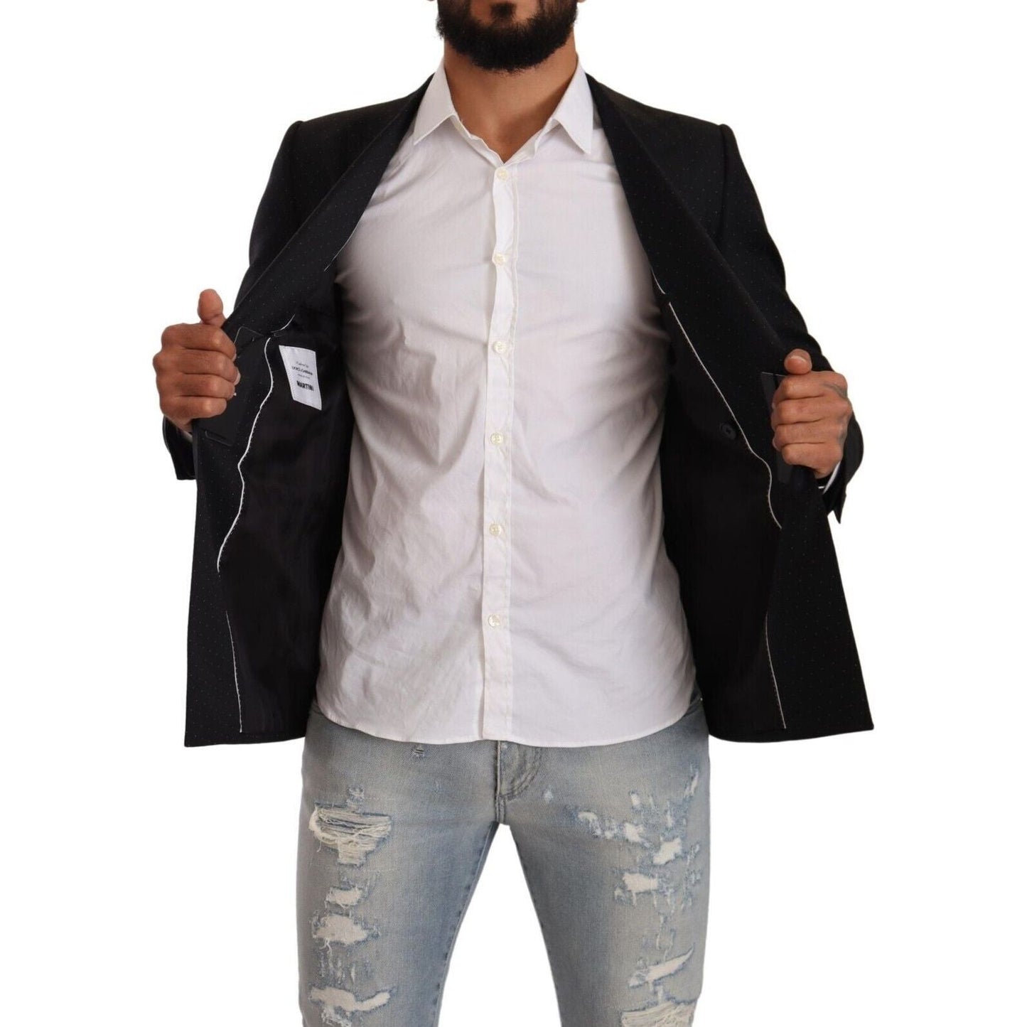 Dolce & Gabbana Black Dotted Double Breasted MARTINI Jacket