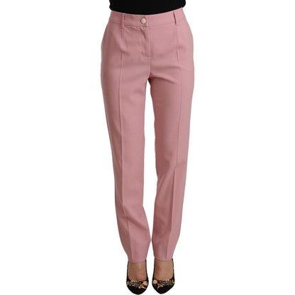 Dolce & Gabbana Pink Wool Stretch High Waist Trouser Pants