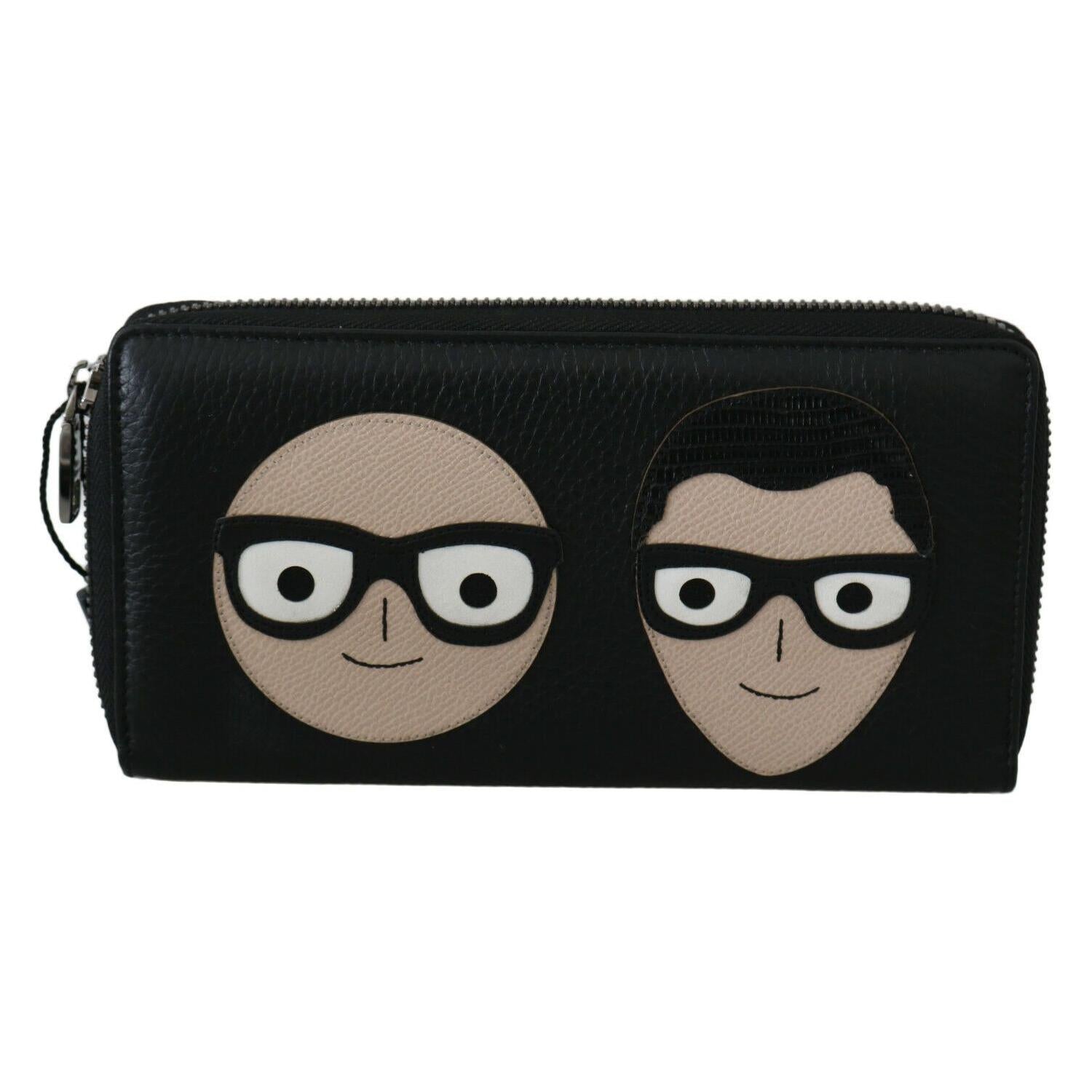 محفظة كونتيننتال أنيقة من الجلد الأسود من دولتشي آند غابانا