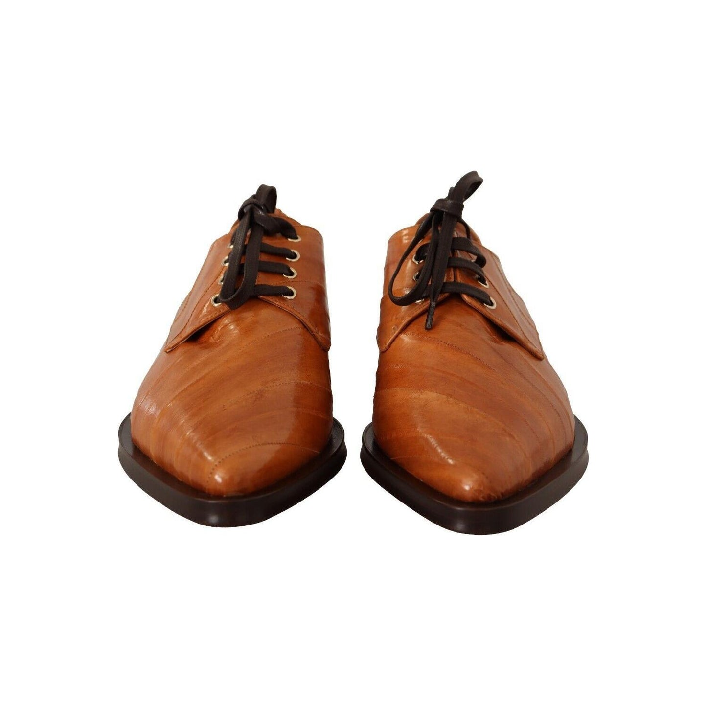 Dolce & Gabbana Brown Eel Leather Lace Up Formal Shoes