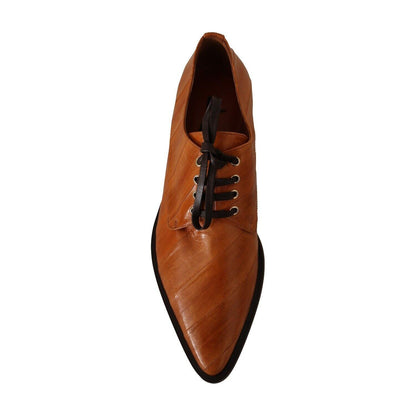 Dolce & Gabbana Brown Eel Leather Lace Up Formal Shoes