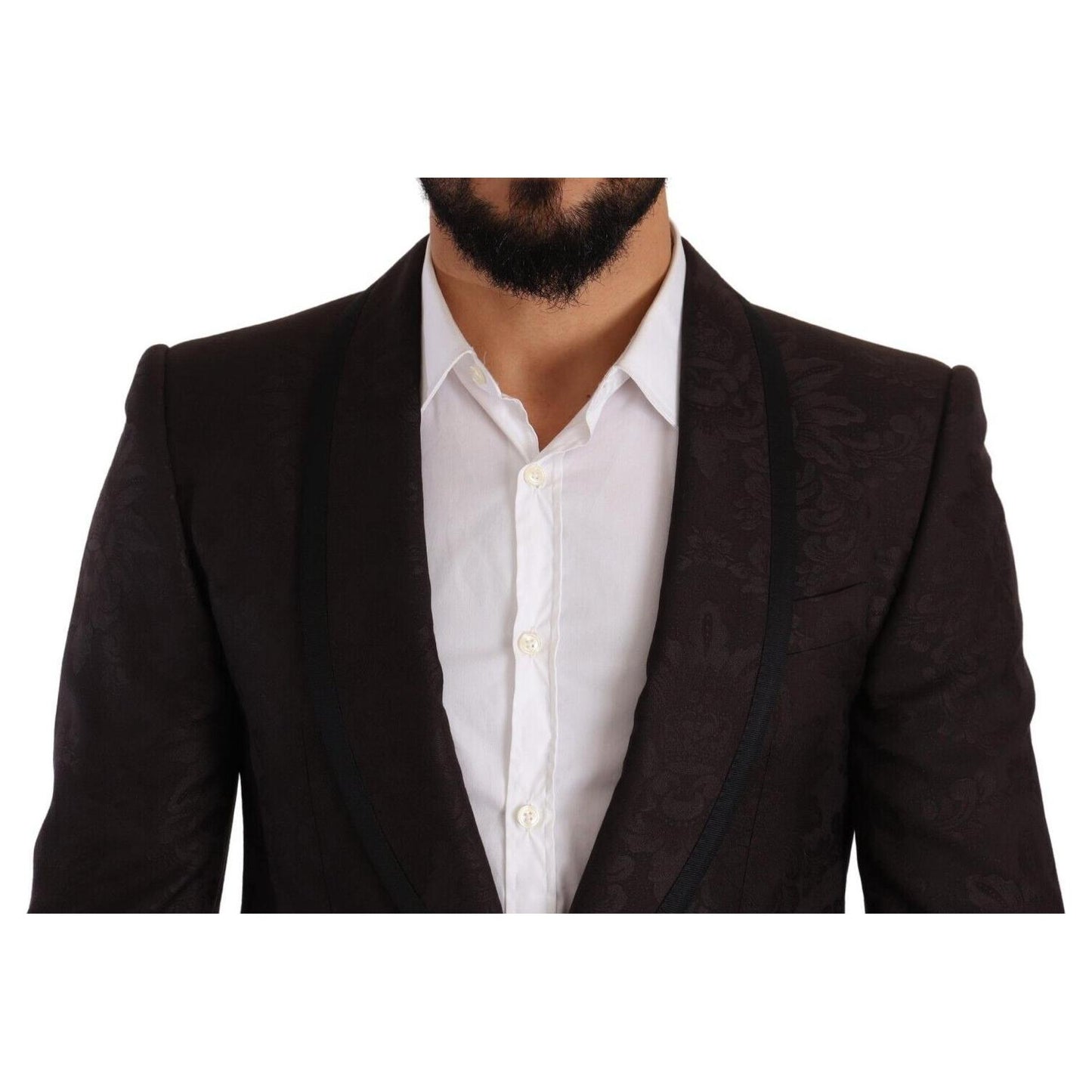 Dolce & Gabbana Purple Jacquard Single Breasted SICILIA Blazer