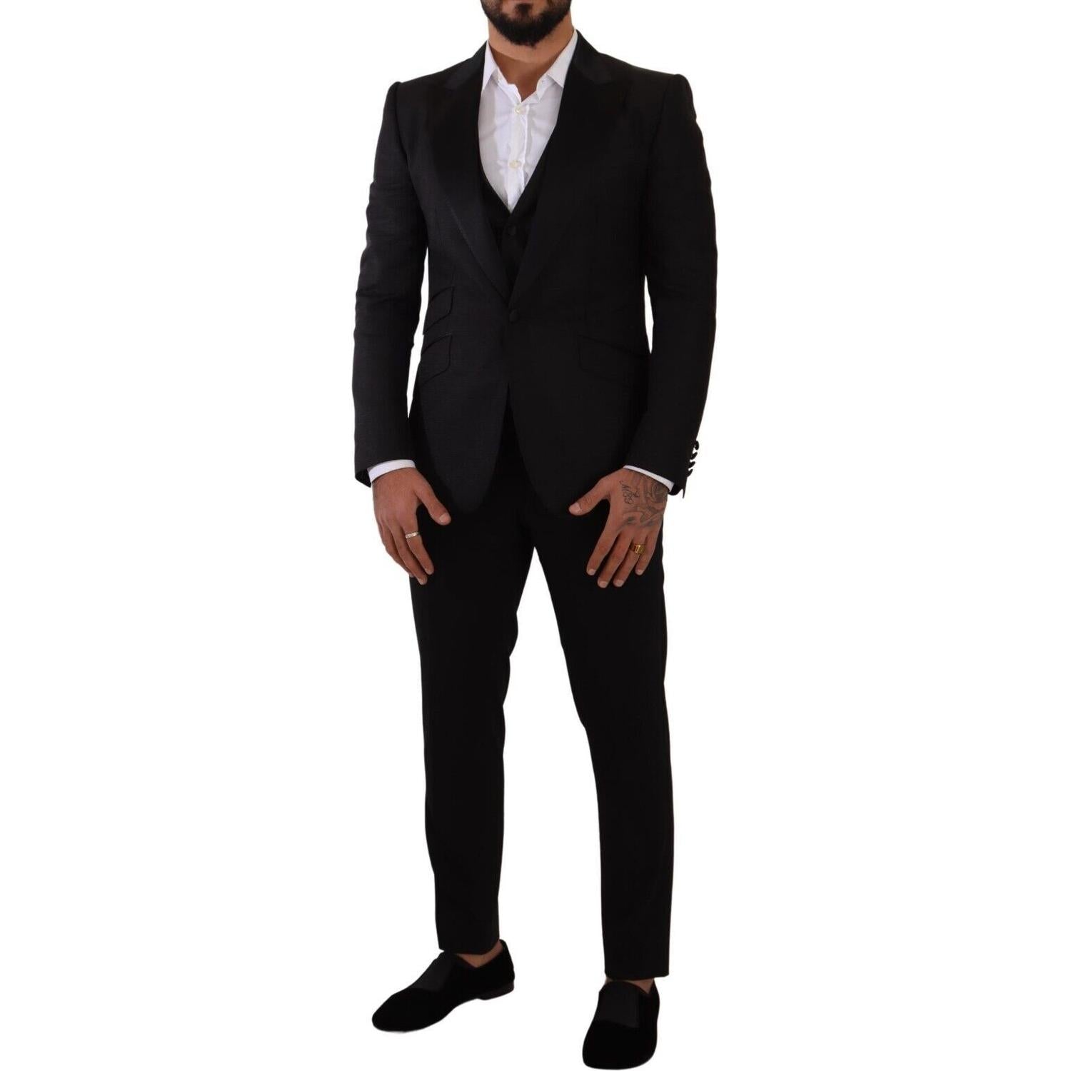 طقم بدلة سوداء بقصّة Slim Fit من Dolce &amp; Gabbana Sicilia