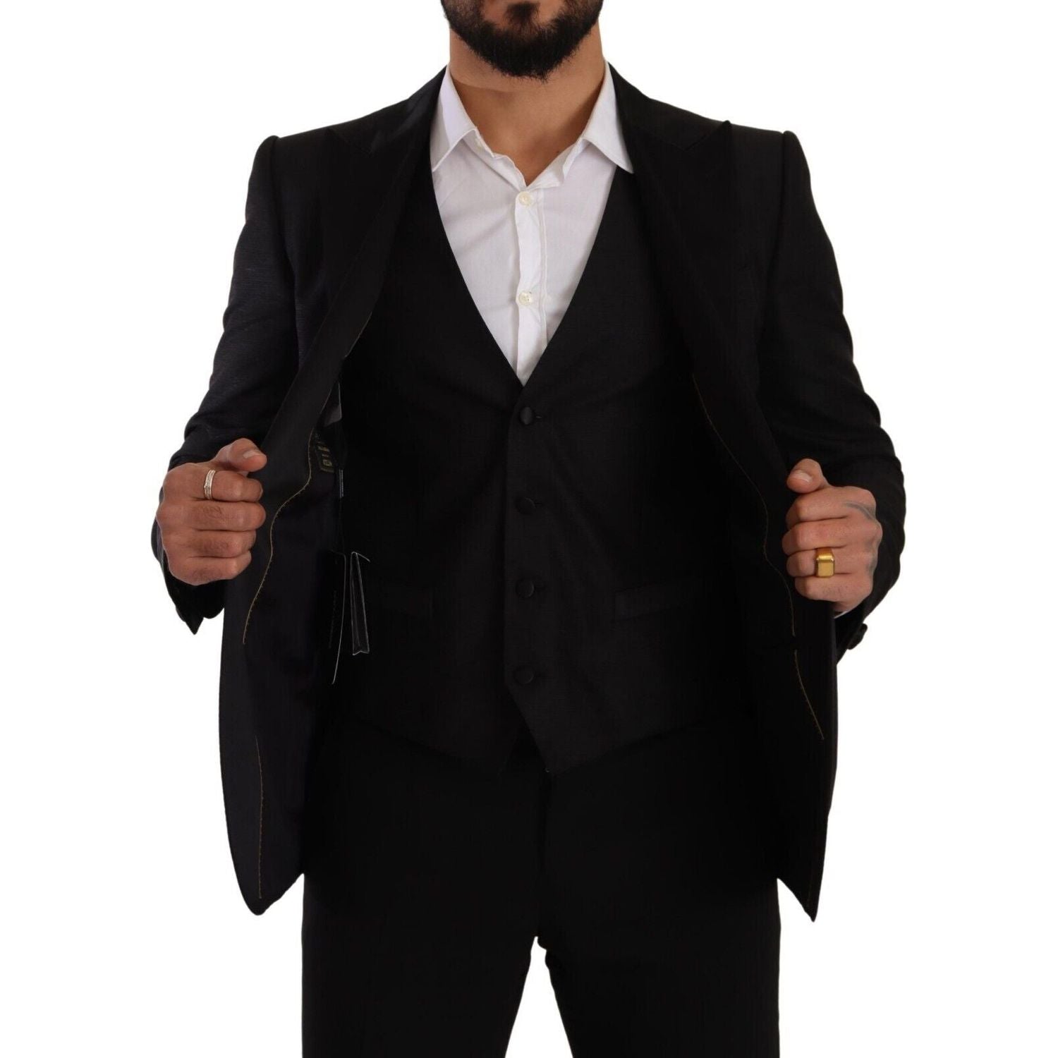 طقم بدلة سوداء بقصّة Slim Fit من Dolce &amp; Gabbana Sicilia