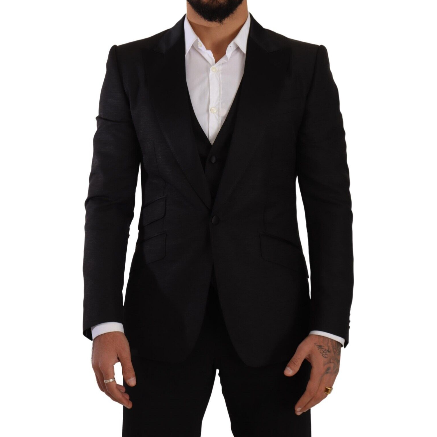 طقم بدلة سوداء بقصّة Slim Fit من Dolce &amp; Gabbana Sicilia