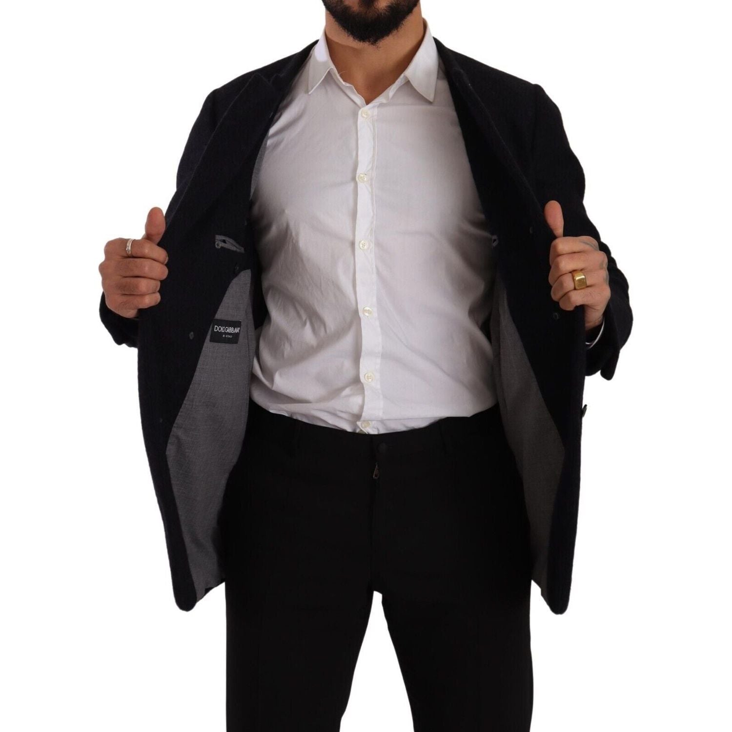 سترة دولتشي آند غابانا الأنيقة المصنوعة من مزيج الألبكة باللون الرمادي الداكن