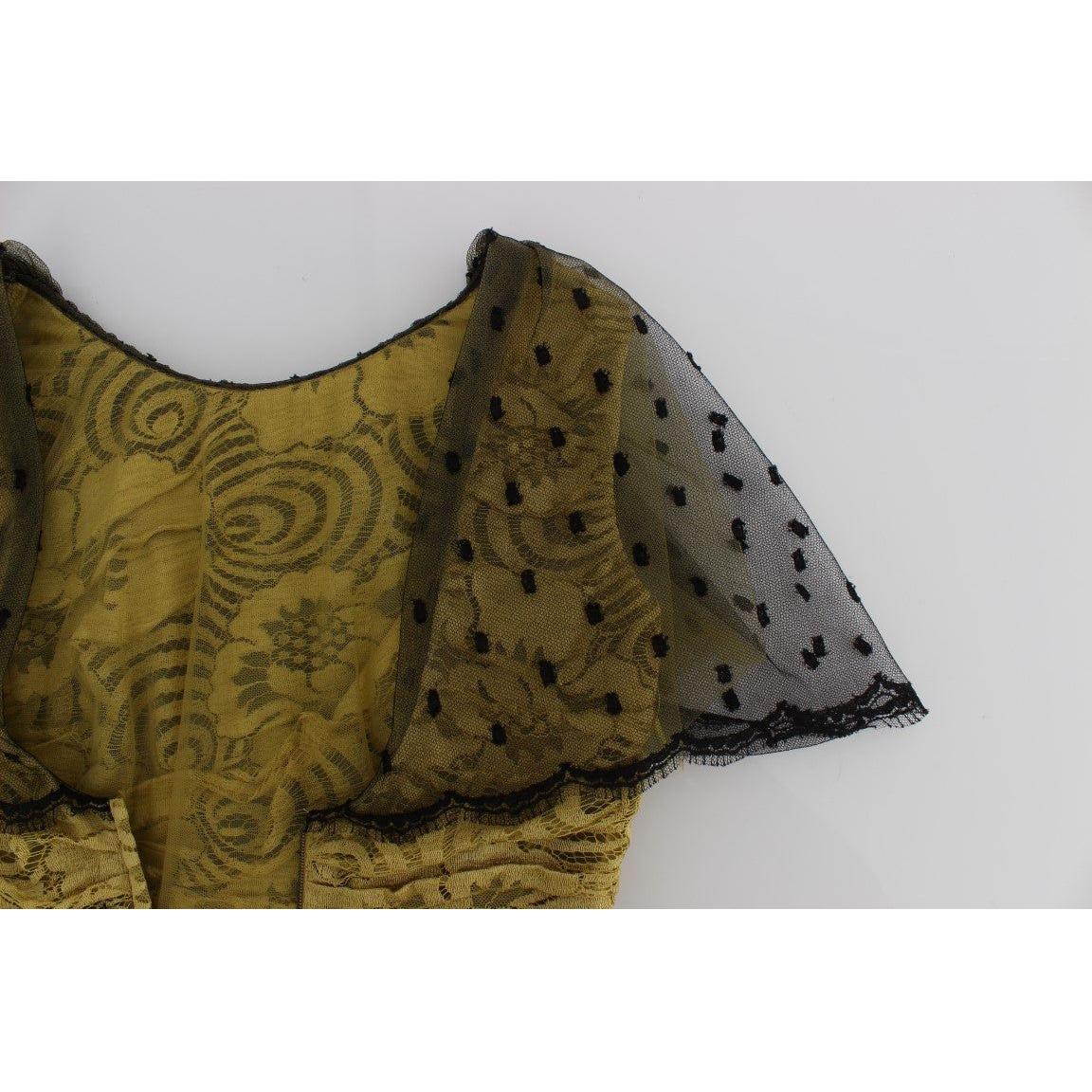 فستان دولتشي آند غابانا من الدانتيل باللون الأصفر