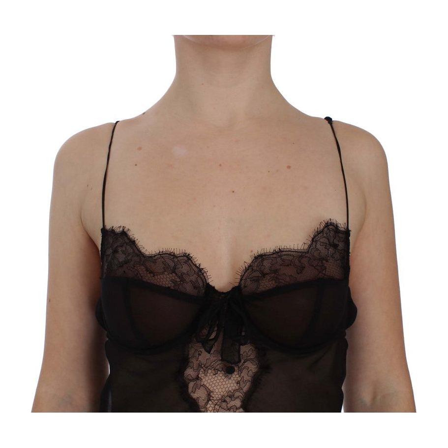 Dolce & Gabbana Black Silk Lace Babydoll Lingerie Top