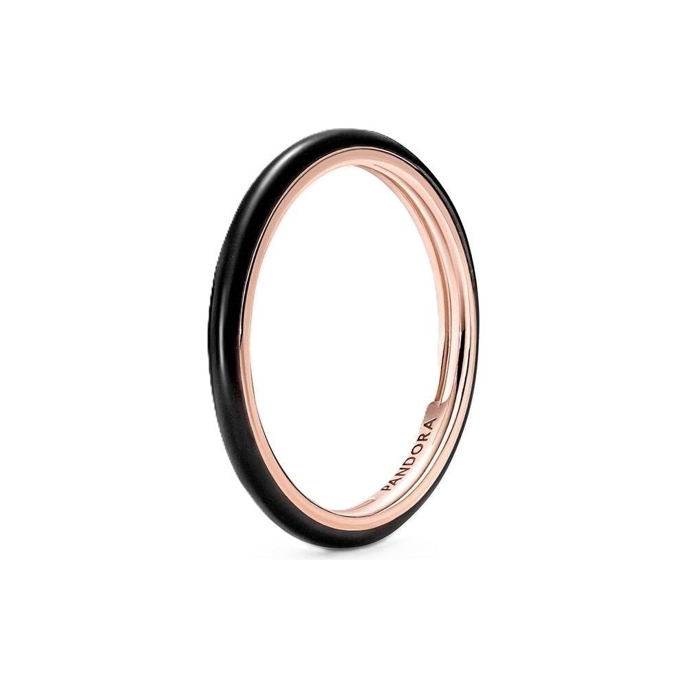 PANDORA JEWELS Mod. BLACK ENAMEL - RING - Size 50 Ring