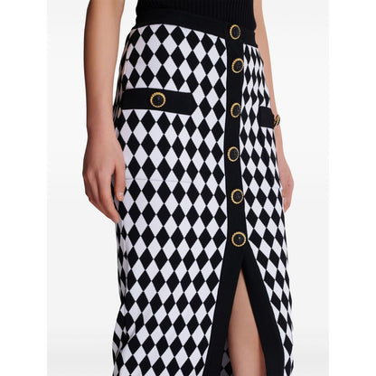 Balmain Diamond-intarsia knitted midi skirt Skirts