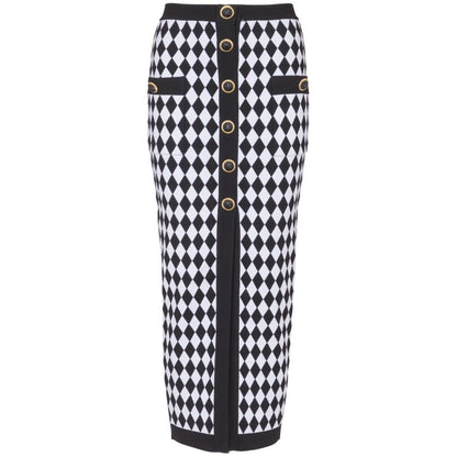 Balmain Diamond-intarsia knitted midi skirt Skirts