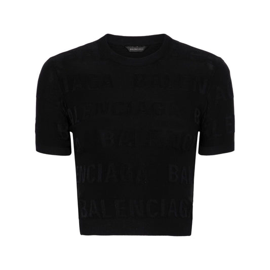 Balenciaga jacquard logo crop top Topwear