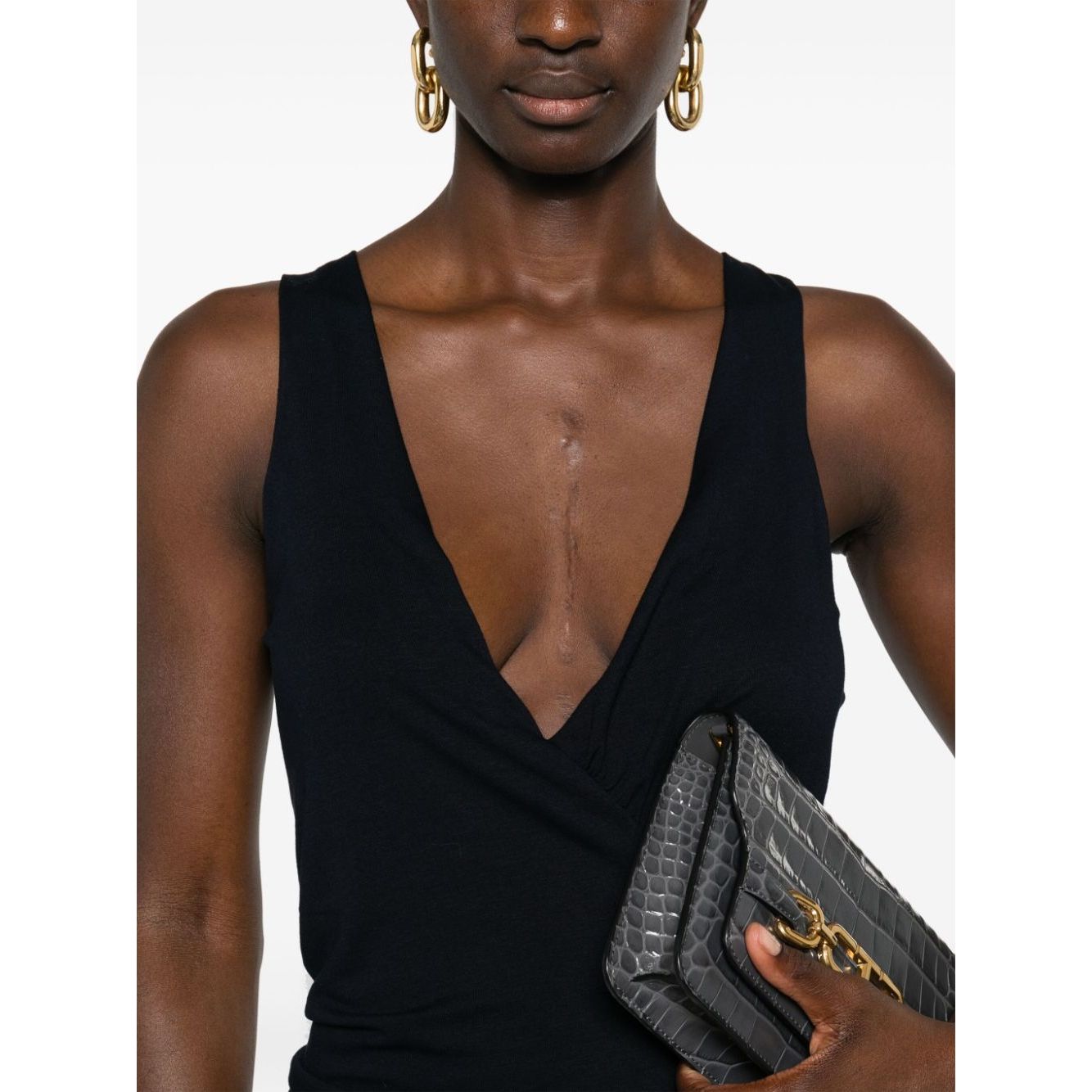 Saint Laurent ruched V-neck mini dress Dresses