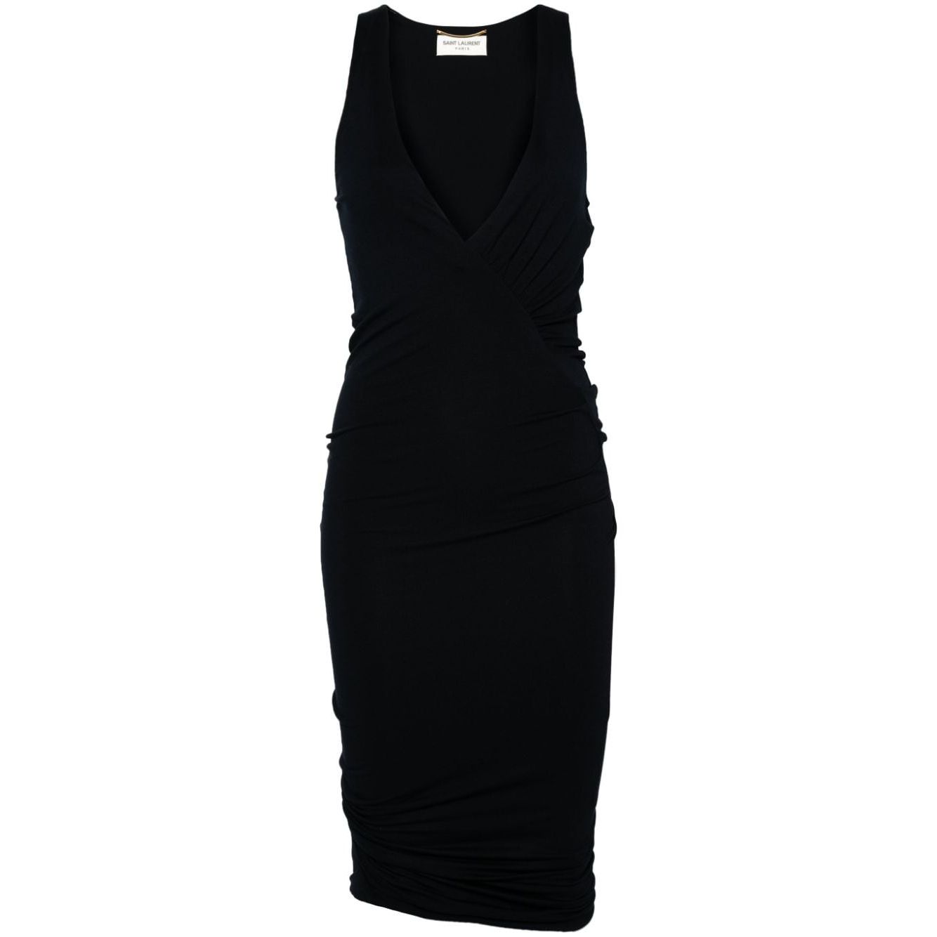 Saint Laurent ruched V-neck mini dress Dresses