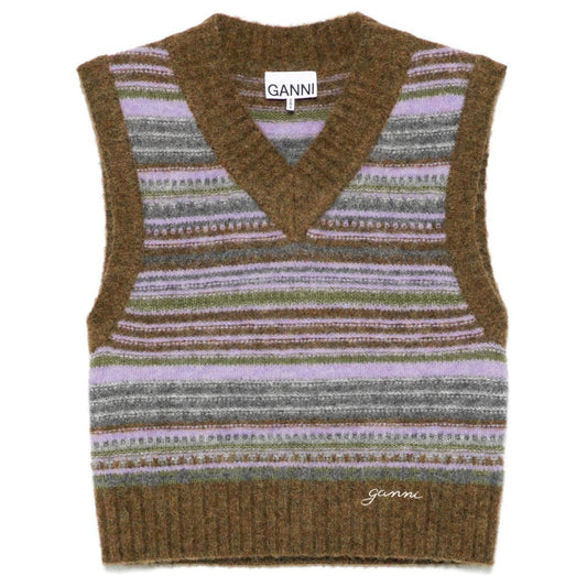 Ganni Striped v-neck vest K2356838-P25