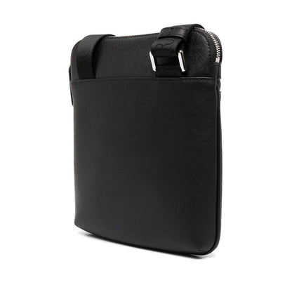 Emporio Armani ASV regenerated Saffiano leather flat shoulder bag with eagle plate Shoulder