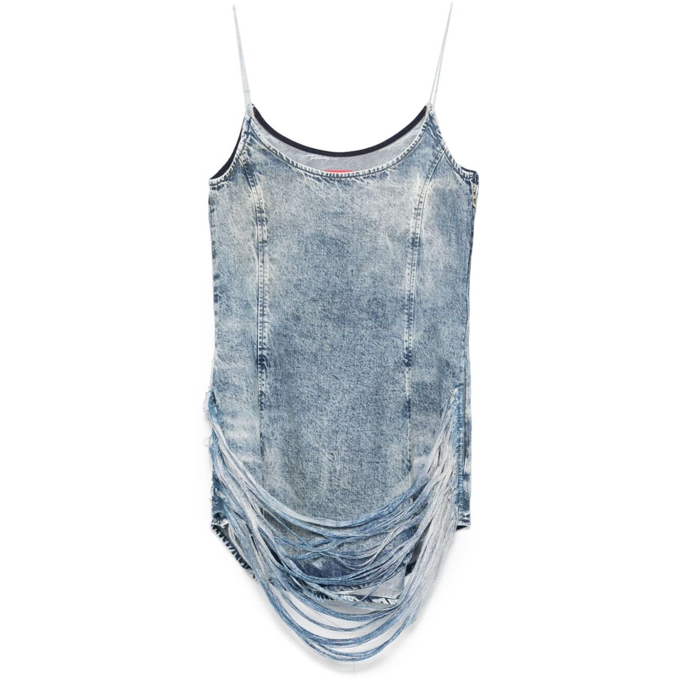 Diesel Tencel denim mini dress with fringes Dresses