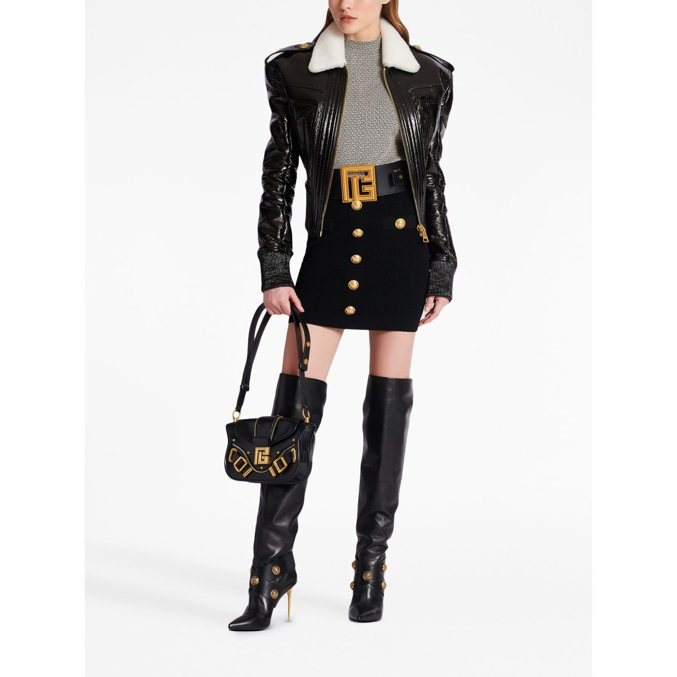 Balmain Button Embellished Knitted Skirt