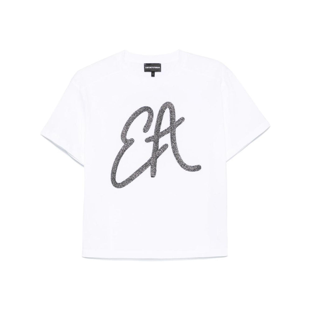 Emporio Armani Cotton jersey T-shirt with maxi lurex logo EW001523AF12573U0002-P25
