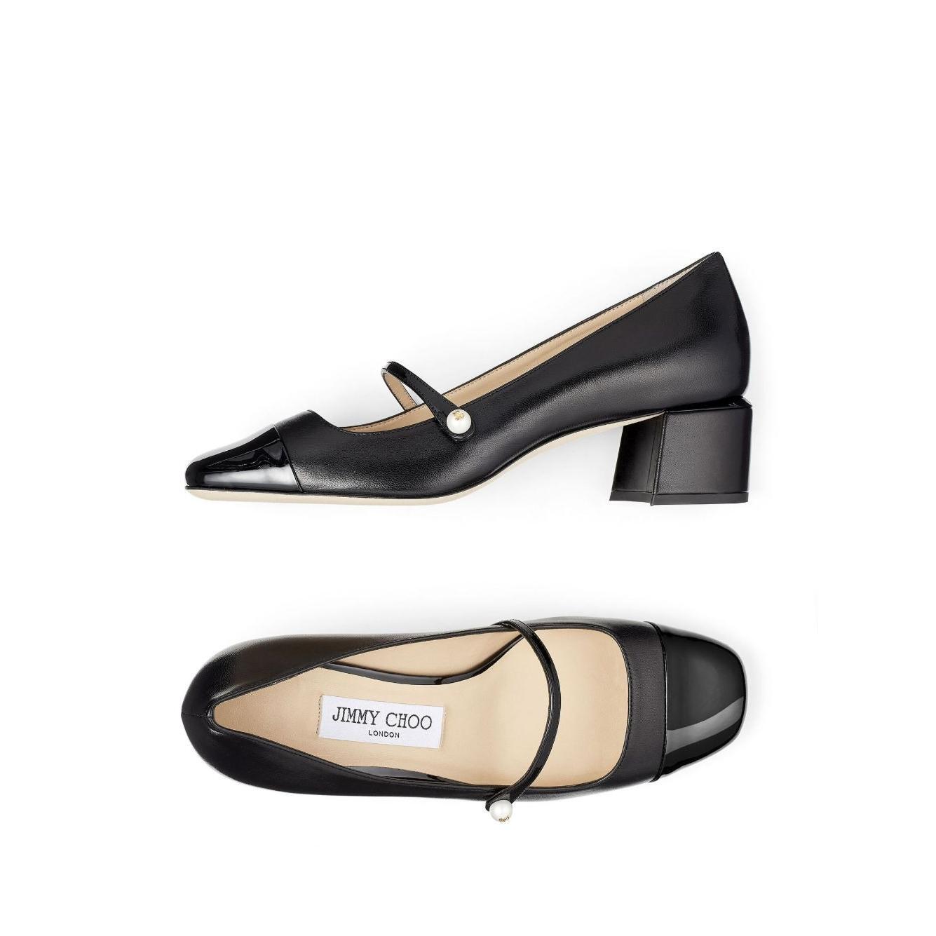 Jimmy Choo Elisa 45 Nappa and Patent Leather Pumps High Heel