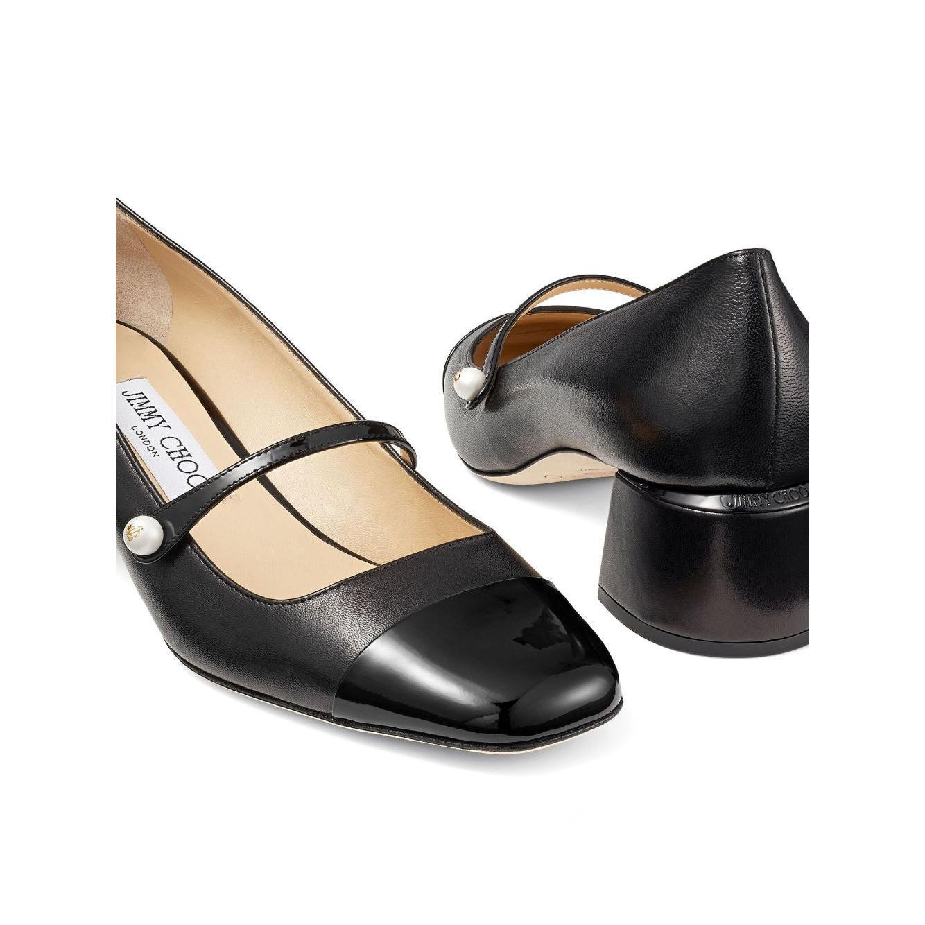 Jimmy Choo Elisa 45 Nappa and Patent Leather Pumps High Heel