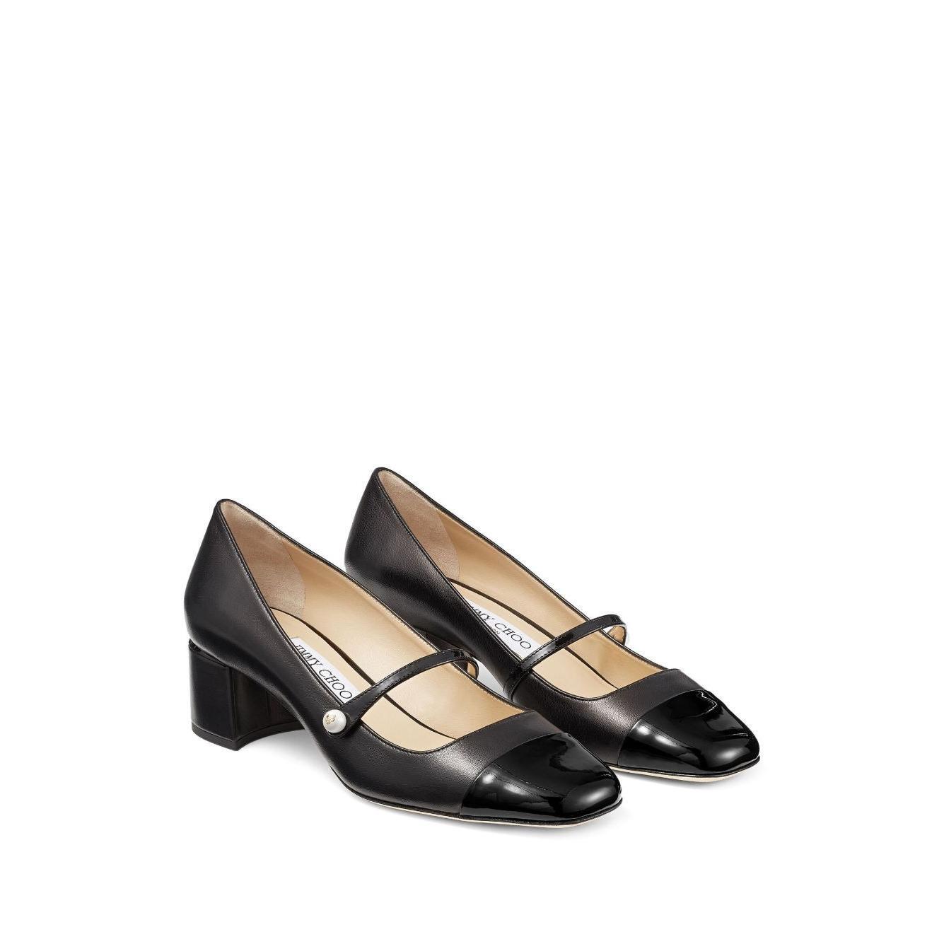 Jimmy Choo Elisa 45 Nappa and Patent Leather Pumps High Heel